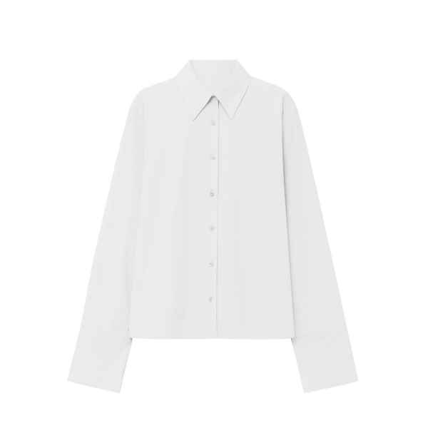 The Frankie Shop Tila Wide Sleeve Shirt - White - Oversized Minimalist Tops in White - Shop at Coveti