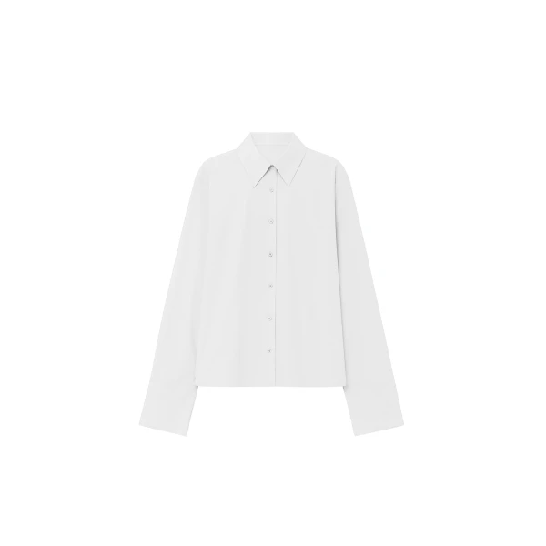 The Frankie Shop Tila Wide Sleeve Shirt - White - Oversized Minimalist Tops in White - Shop at Coveti