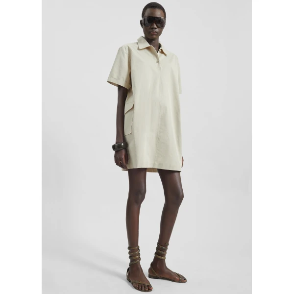 The Frankie Shop Tilba Polo Mini Dress – Beige, view 3