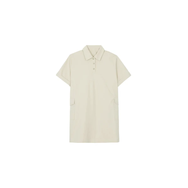 The Frankie Shop Tilba Polo Mini Dress - Beige - Oversized Minimalist Dresses in Beige - Shop at Coveti