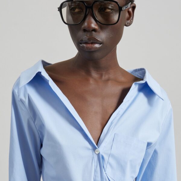 The Frankie Shop Tiona Fitted Shirt - Light Blue - Oversized Minimalist Tops in Blue - Shop at Coveti