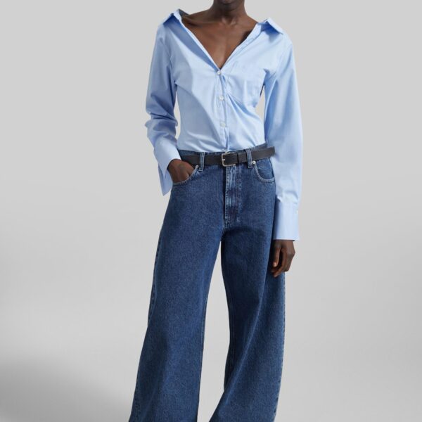 The Frankie Shop Tiona Fitted Shirt - Light Blue - Oversized Minimalist Tops in Blue - Shop at Coveti