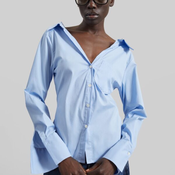 The Frankie Shop Tiona Fitted Shirt - Light Blue - Oversized Minimalist Tops in Blue - Shop at Coveti