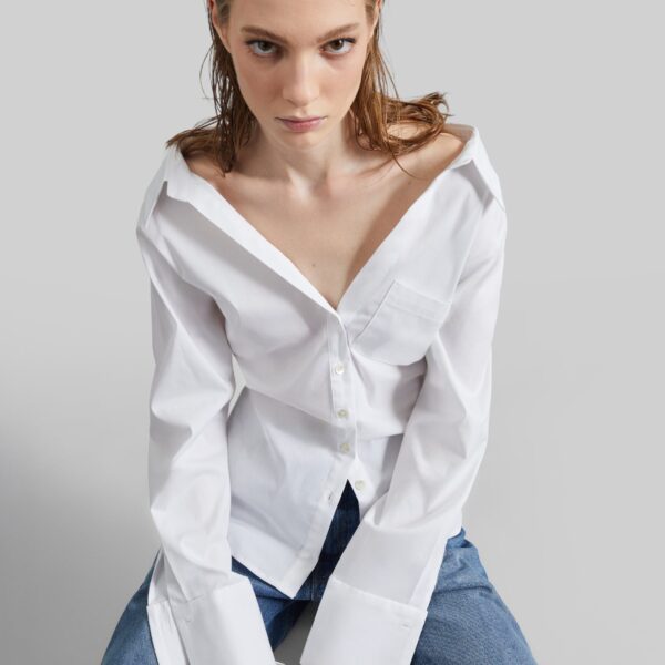 The Frankie Shop Tiona Fitted Shirt - White - Oversized Minimalist Tops in White - Shop at Coveti