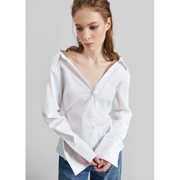 The Frankie Shop Tiona Fitted Shirt – White, view 3