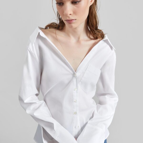 The Frankie Shop Tiona Fitted Shirt - White - Oversized Minimalist Tops in White - Shop at Coveti