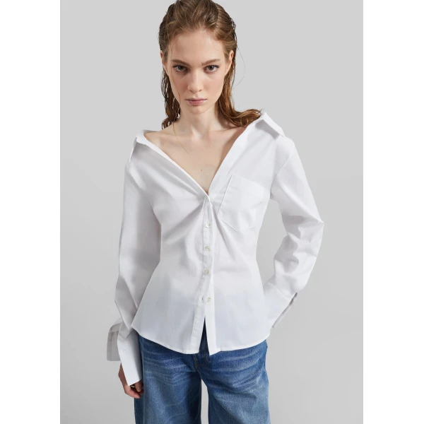 The Frankie Shop Tiona Fitted Shirt – White, view 5