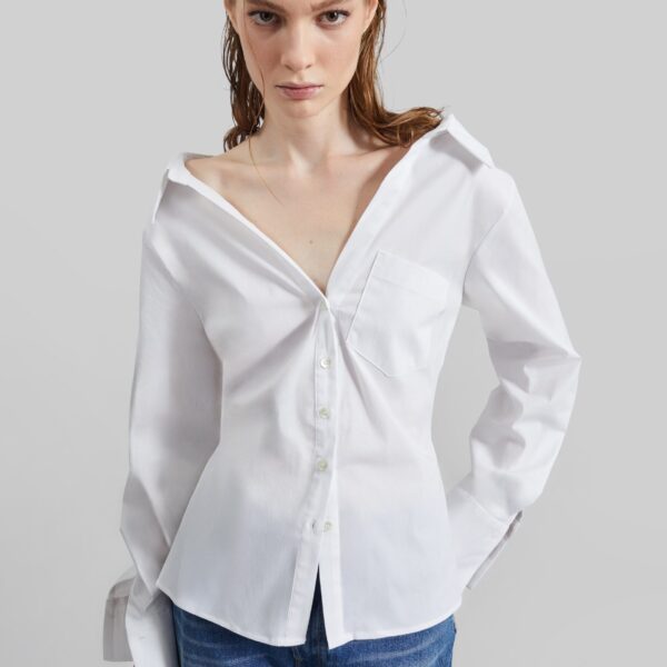 The Frankie Shop Tiona Fitted Shirt - White - Oversized Minimalist Tops in White - Shop at Coveti