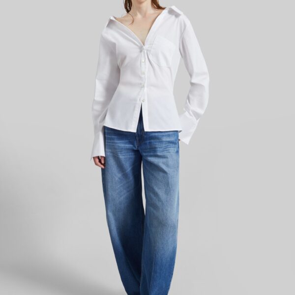 The Frankie Shop Tiona Fitted Shirt - White - Oversized Minimalist Tops in White - Shop at Coveti