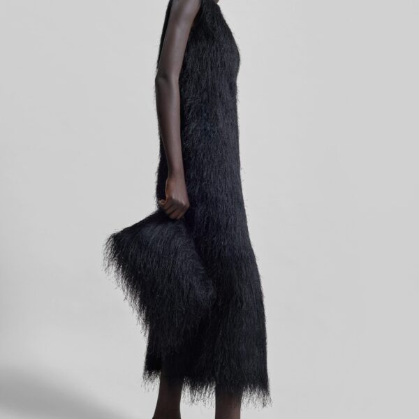 The Frankie Shop Tiwa Fringed Maxi Dress - Black - Oversized Minimalist Dresses in Black - Shop at Coveti