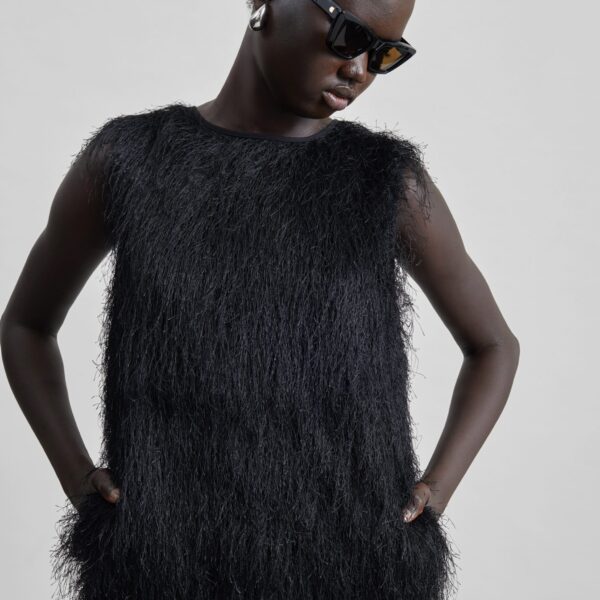 The Frankie Shop Tiwa Fringed Maxi Dress - Black - Oversized Minimalist Dresses in Black - Shop at Coveti
