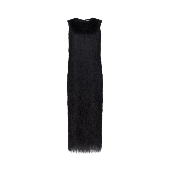 The Frankie Shop Tiwa Fringed Maxi Dress - Black - Oversized Minimalist Dresses in Black - Shop at Coveti