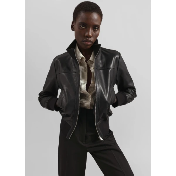 The Frankie Shop Tobias Leather Jacket – Black, view 2