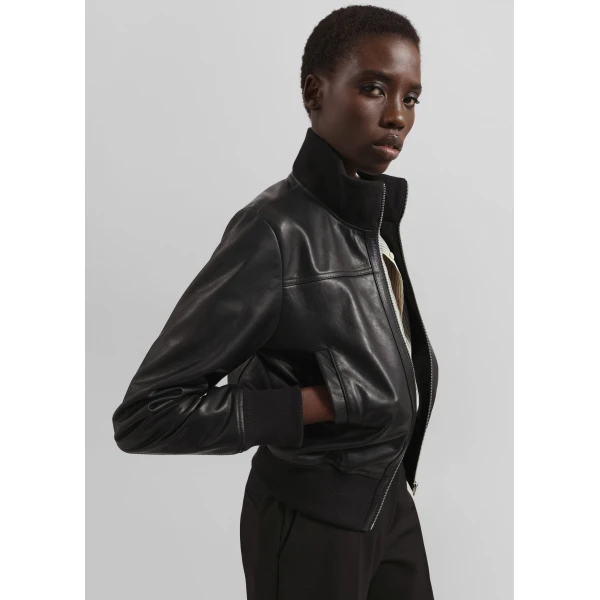 The Frankie Shop Tobias Leather Jacket – Black, view 4