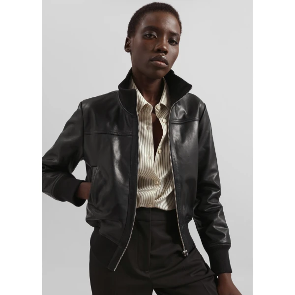 The Frankie Shop Tobias Leather Jacket – Black, view 5