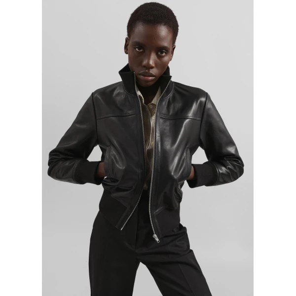 The Frankie Shop Tobias Leather Jacket – Black, view 6