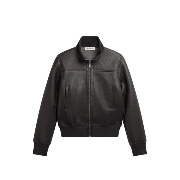 The Frankie Shop Tobias Leather Jacket - Black - Oversized Minimalist Jackets in Black - Shop at Coveti