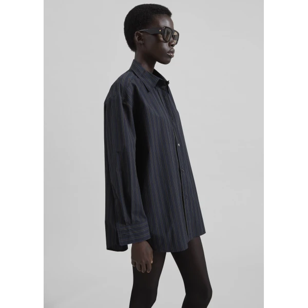 The Frankie Shop Toulon Shirt – Navy/Black Stripe, view 3