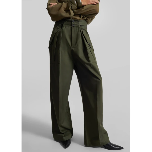 The Frankie Shop Tova Cargo Pants – Deep Green, view 3