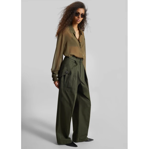 The Frankie Shop Tova Cargo Pants – Deep Green, view 4