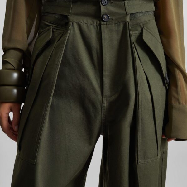 The Frankie Shop Tova Cargo Pants - Deep Green - Oversized Minimalist Pants in Green - Shop at Coveti
