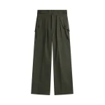 The Frankie Shop Tova Cargo Pants - Deep Green - Oversized Minimalist Pants in Green - Shop at Coveti