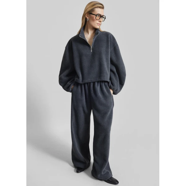 The Frankie Shop Treveray Fleece Sweatpants – Dark Grey, view 2
