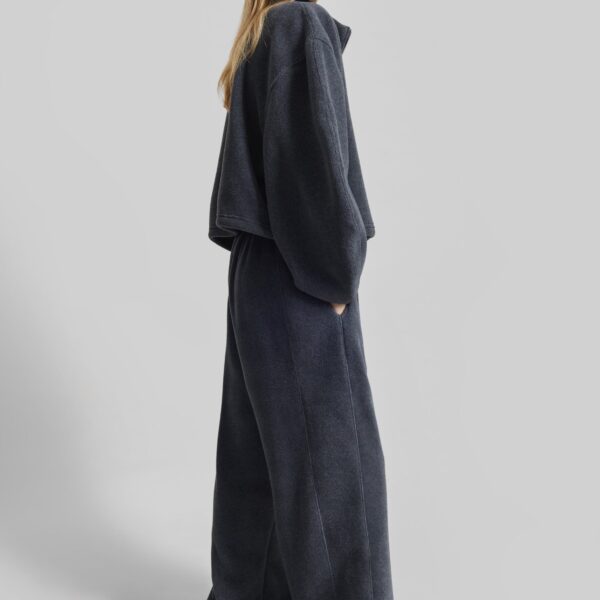 The Frankie Shop Treveray Fleece Sweatpants - Dark Grey - Oversized Minimalist Pants in Grey - Shop at Coveti