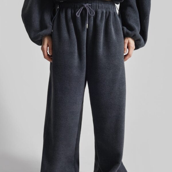 The Frankie Shop Treveray Fleece Sweatpants - Dark Grey - Oversized Minimalist Pants in Grey - Shop at Coveti