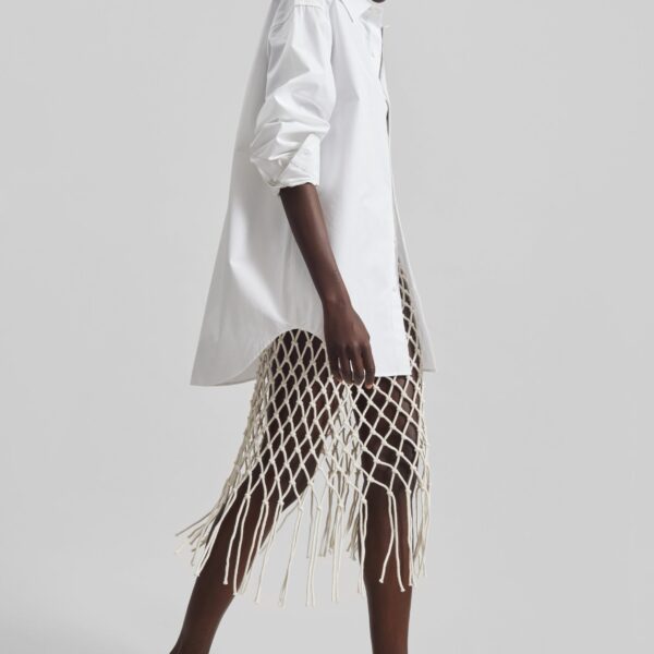The Frankie Shop Tropea Macrame Skirt - Ecru - Oversized Minimalist Skirts in Ivory - Shop at Coveti