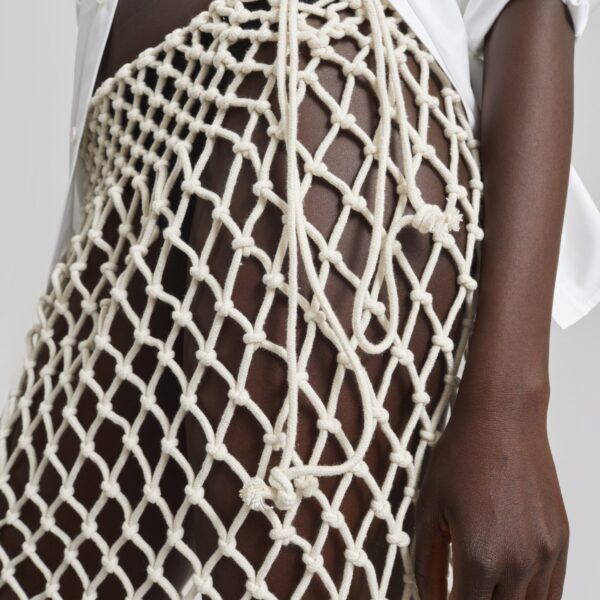 The Frankie Shop Tropea Macrame Skirt - Ecru - Oversized Minimalist Skirts in Ivory - Shop at Coveti