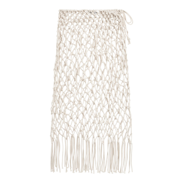 The Frankie Shop Tropea Macrame Skirt - Ecru - Oversized Minimalist Skirts in Ivory - Shop at Coveti
