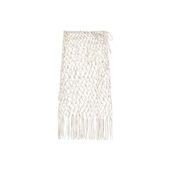 The Frankie Shop Tropea Macrame Skirt - Ecru - Oversized Minimalist Skirts in Ivory - Shop at Coveti