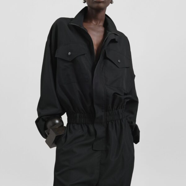The Frankie Shop Tropez Jumpsuit - Black - Oversized Minimalist Jumpsuit in Black - Shop at Coveti