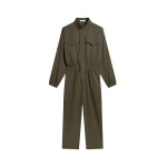 The Frankie Shop Tropez Jumpsuit - Khaki - Oversized Minimalist Jumpsuit in Green - Shop at Coveti