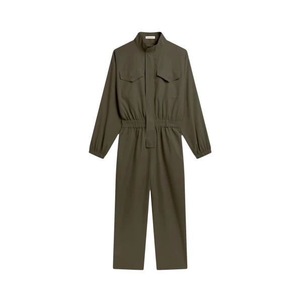 The Frankie Shop Tropez Jumpsuit - Khaki - Oversized Minimalist Jumpsuit in Green - Shop at Coveti
