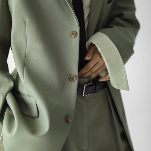 The Frankie Shop Trosa Blazer - Pale Olive - Oversized Minimalist Jackets in Green - Shop at Coveti
