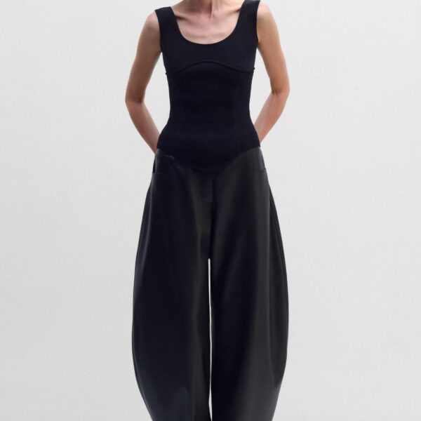 The Frankie Shop Trousers #08 - Black - Oversized Minimalist Pants in Black - Shop at Coveti