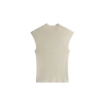 The Frankie Shop Troyes Knit Top - Beige - Oversized Minimalist Tops in Beige - Shop at Coveti