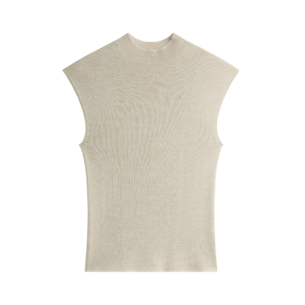 The Frankie Shop Troyes Knit Top - Beige - Oversized Minimalist Tops in Beige - Shop at Coveti