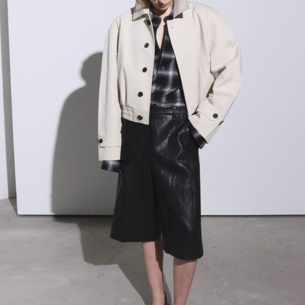 The Frankie Shop Turenne Curved Jacket - Beige - Oversized Minimalist Jackets in Beige - Shop at Coveti
