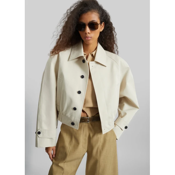The Frankie Shop Turenne Curved Jacket – Beige, view 4