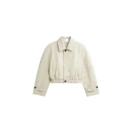 The Frankie Shop Turenne Curved Jacket - Beige - Oversized Minimalist Jackets in Beige - Shop at Coveti
