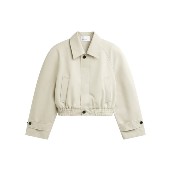 The Frankie Shop Turenne Curved Jacket - Beige - Oversized Minimalist Jackets in Beige - Shop at Coveti