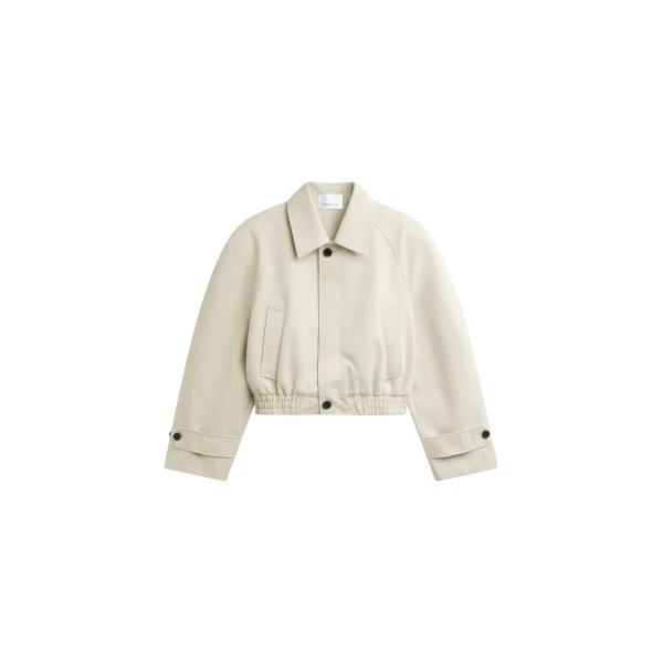 The Frankie Shop Turenne Curved Jacket - Beige - Oversized Minimalist Jackets in Beige - Shop at Coveti