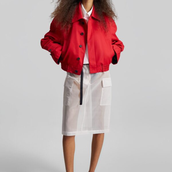 The Frankie Shop Turenne Curved Jacket - Red - Oversized Minimalist Jackets in Red - Shop at Coveti