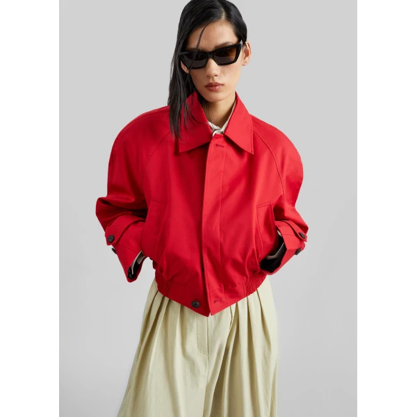 The Frankie Shop Turenne Curved Jacket – Red, view 3