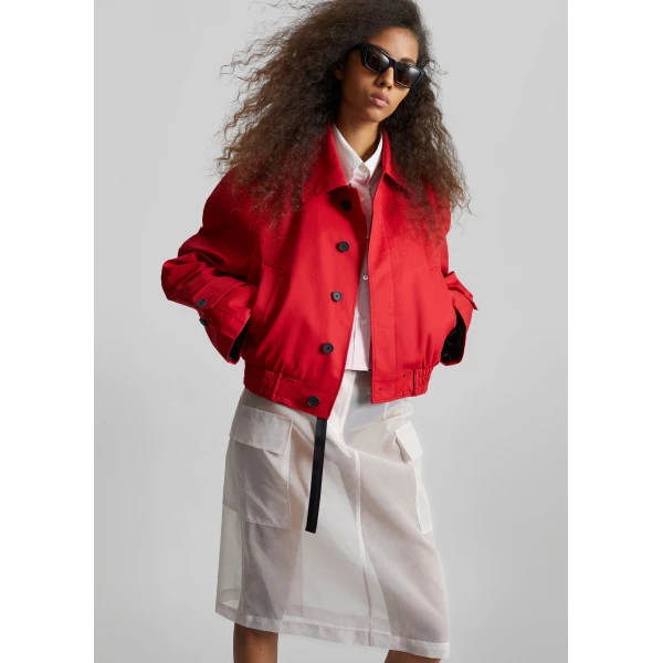 The Frankie Shop Turenne Curved Jacket – Red, view 4