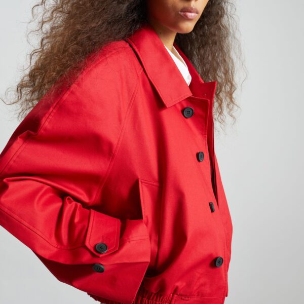 The Frankie Shop Turenne Curved Jacket - Red - Oversized Minimalist Jackets in Red - Shop at Coveti