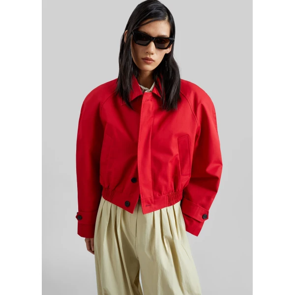 The Frankie Shop Turenne Curved Jacket – Red, view 6